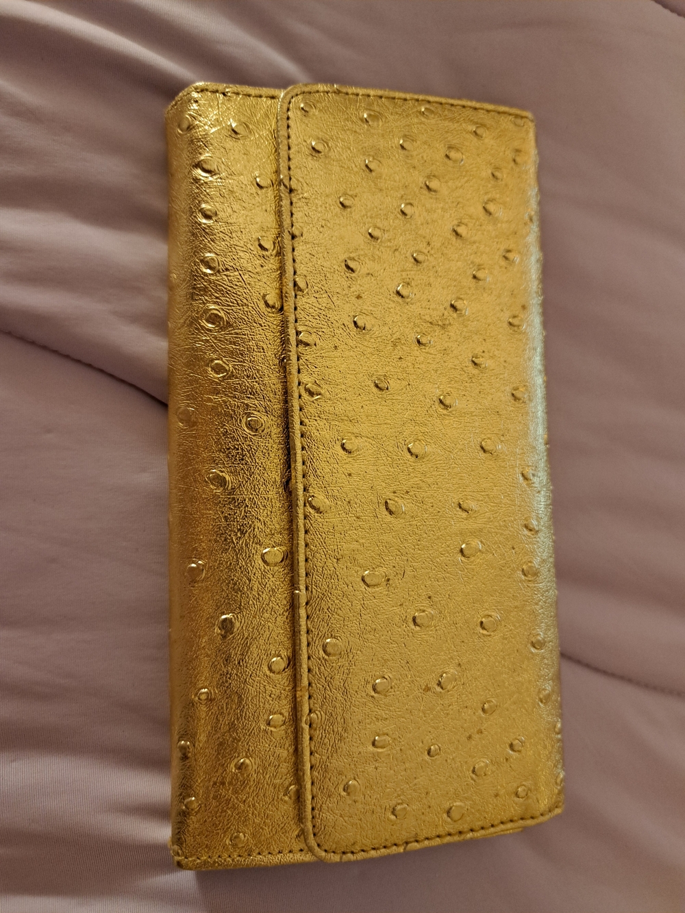 Gold Ostrich-Texture Women's Wallet